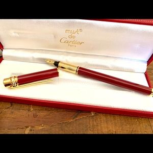 Cartier Trinity Fountain Pen, Red Laquer, Gold 18k